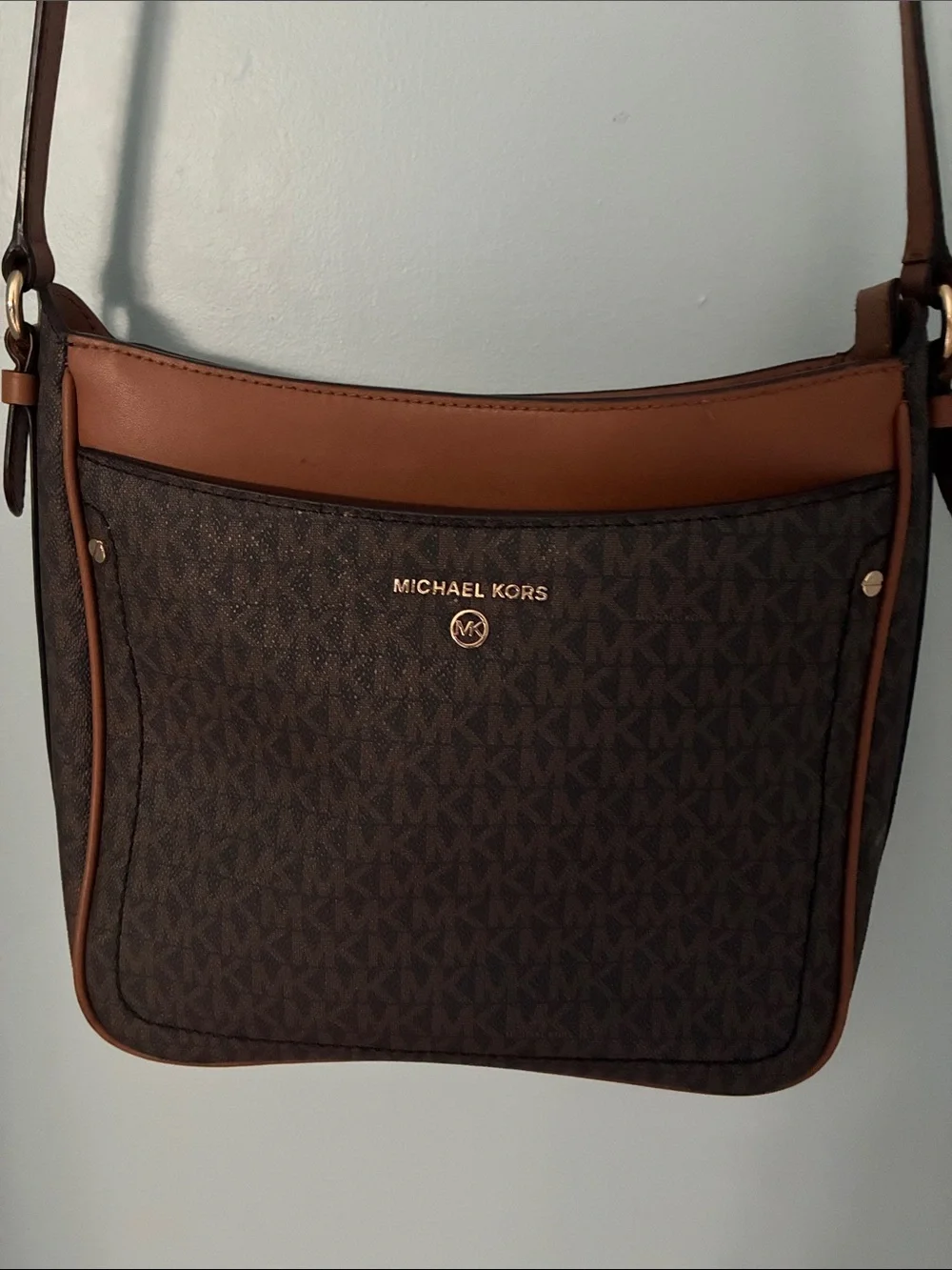 Michael Kors Brown Signature crossbody Bag with Brown Trim